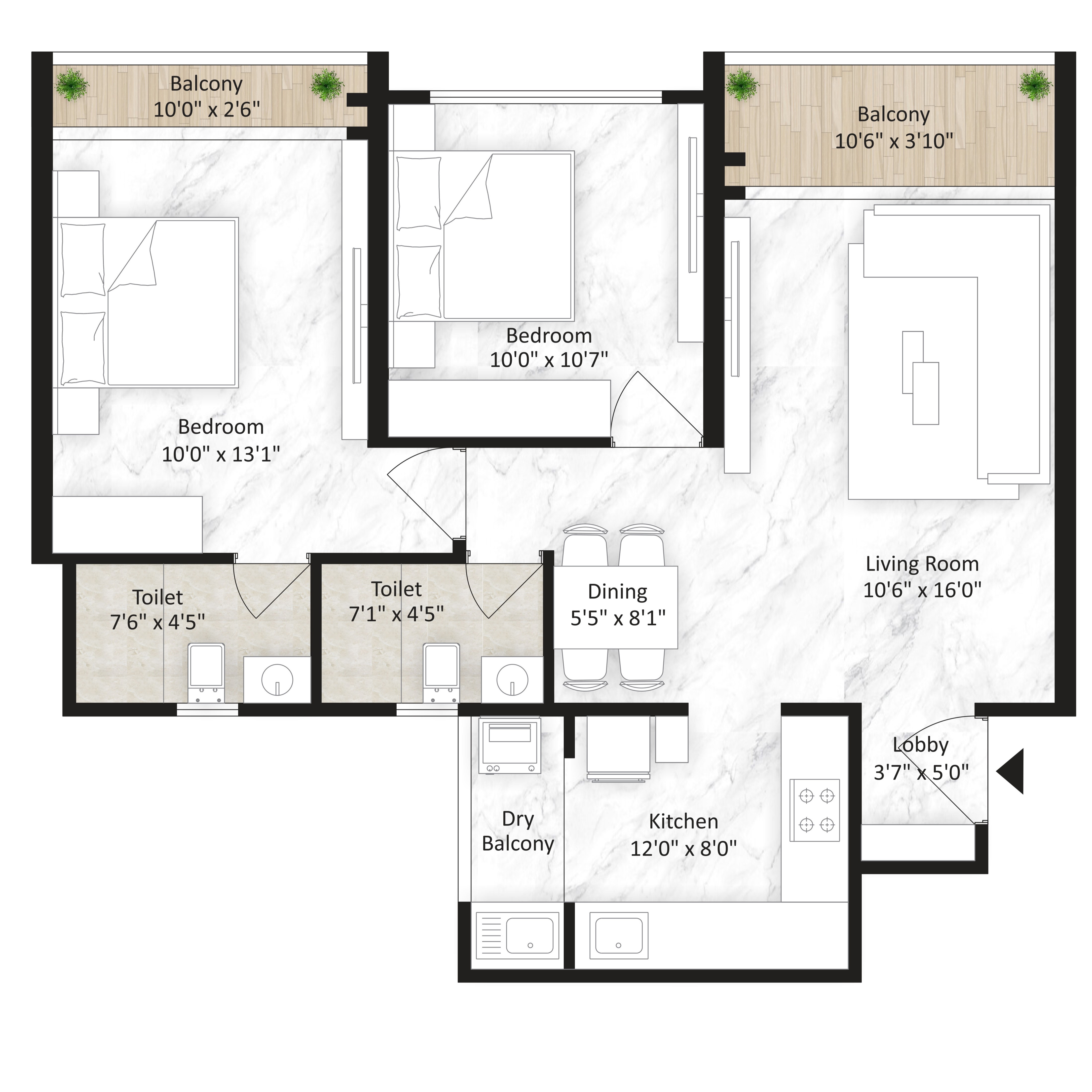 2 BHK Plan