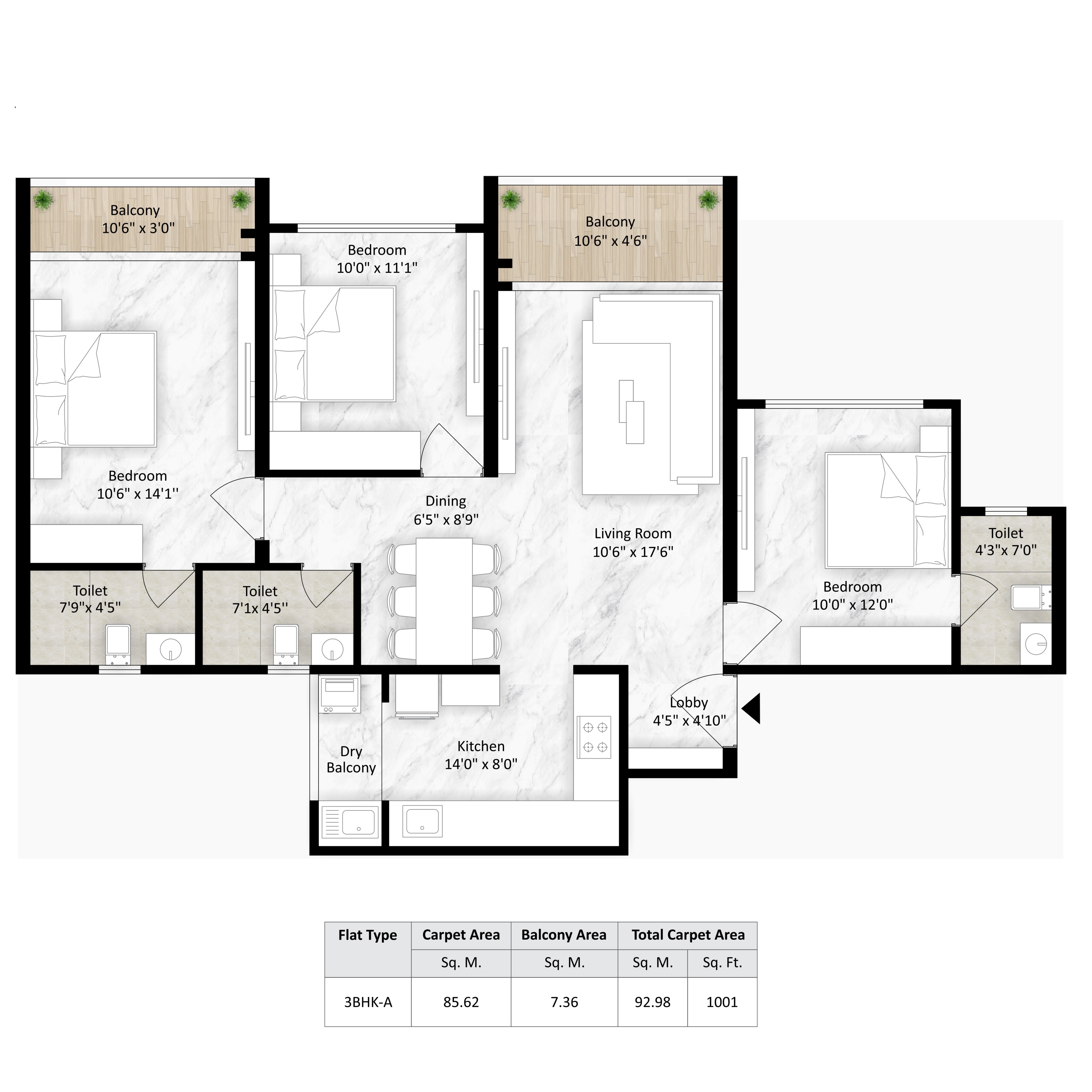 3 BHK Plan